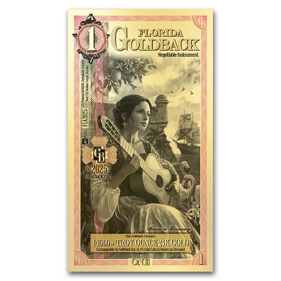 $1 Florida Goldback - 1/1000th ozt 24K Gold