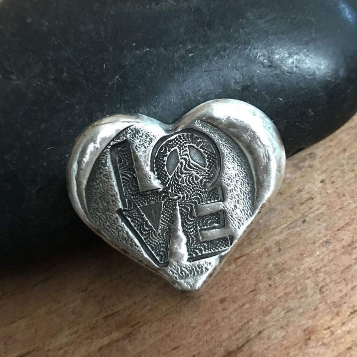 1 Troy Oz MK BarZ 'Peace & Love' Heart Bar