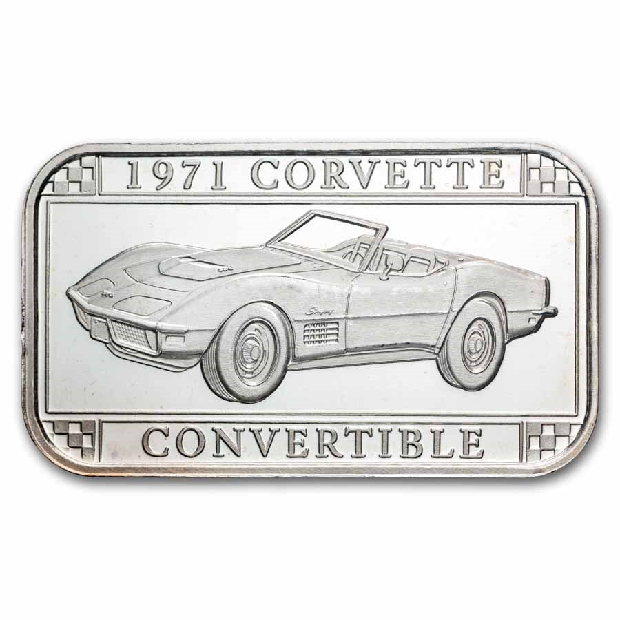 1 oz Silver Bar - Corvette Convertible (Random Model Year) - Secondary Market