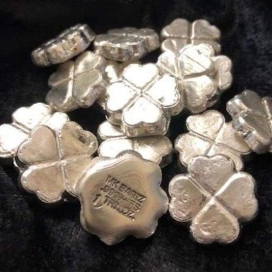 1 Oz 'Four Leaf Clover' - Hand Poured .999 Fine Silver