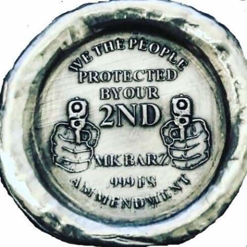 1 Troy Oz MK BarZ 'We The People 2ND Amendment' Double Gun Stamped Round