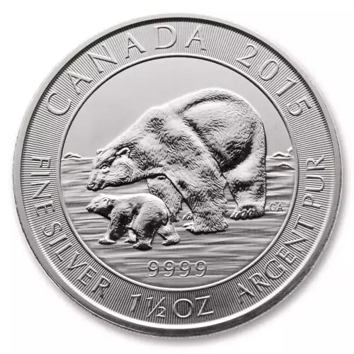 Canada - 2015 Polar Bear & Cub - 1.5 Ozt .9999 Fine Silver Sovereign