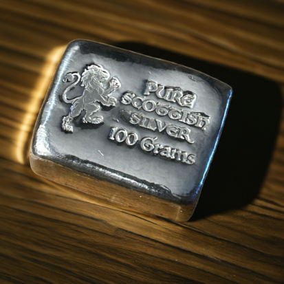 100g Chunky Solid Silver Bar – Lion Stamp