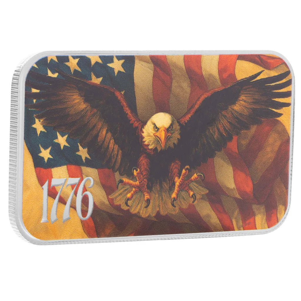 1776 Bald Eagle - 1 Ozt .999 Fine Silver - Color Bar