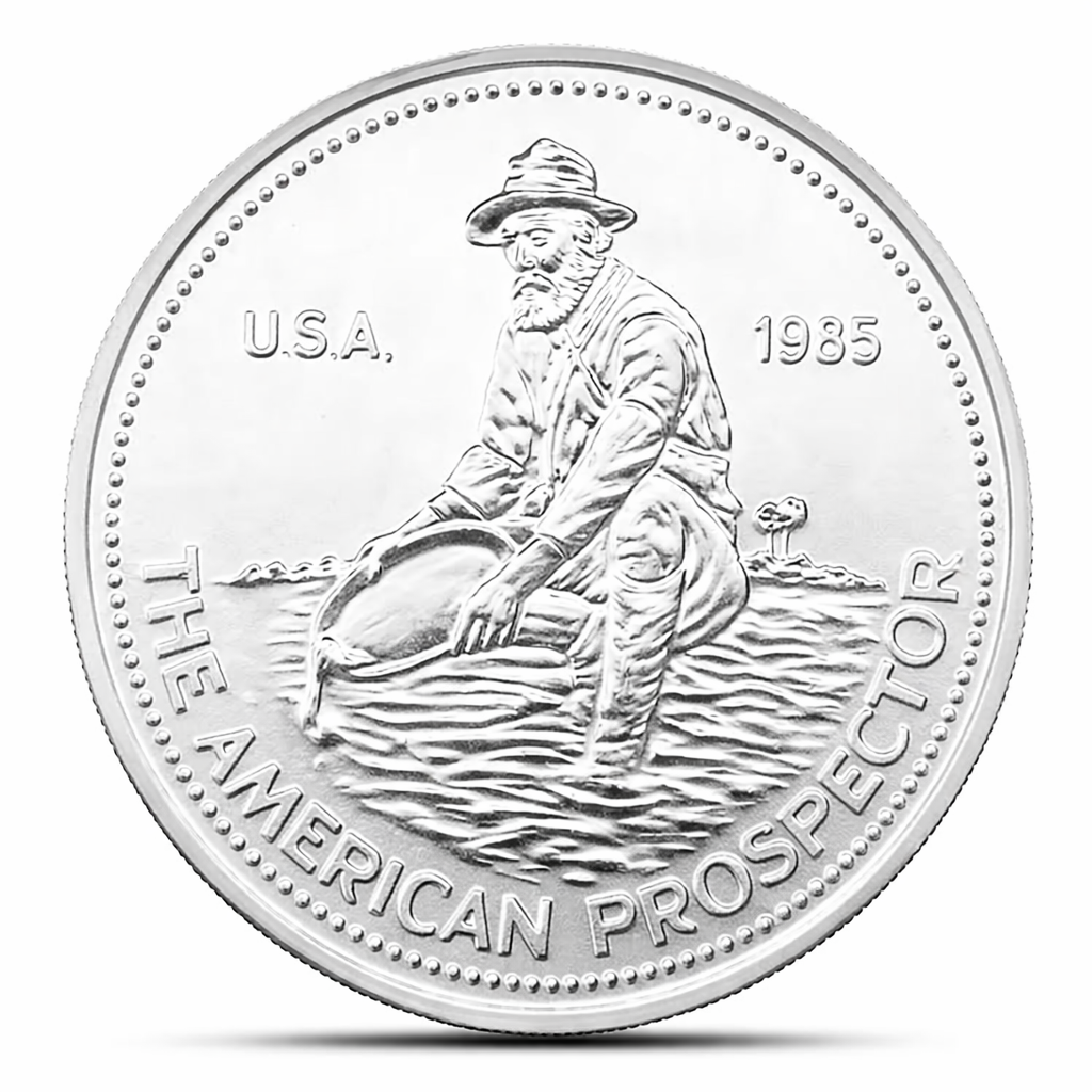 1 ozt - Vintage - 1985 Englehard Prospector - .999 Fine silver round