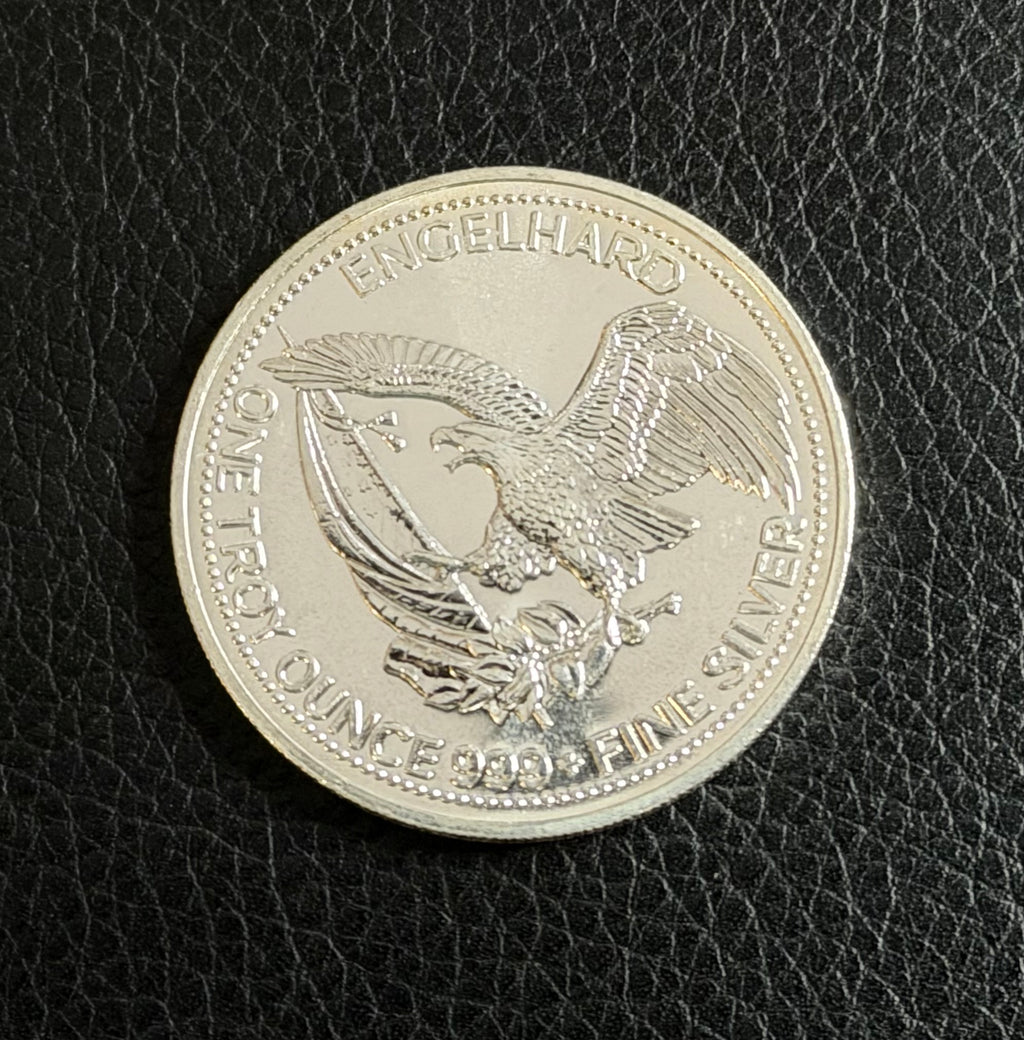 1 ozt - Vintage - 1985 Englehard Prospector - .999 Fine silver round
