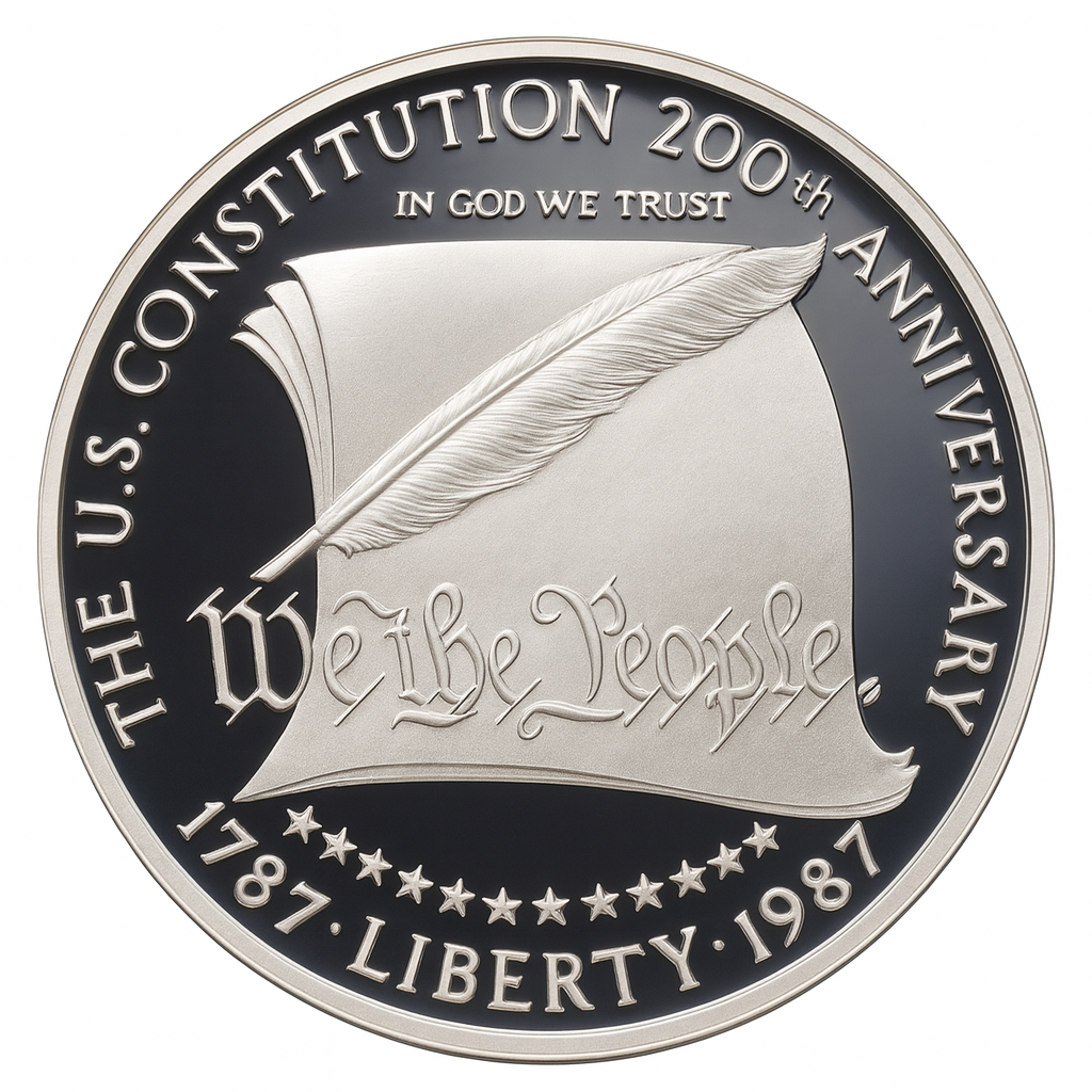 1987 Constitution Commemorative Silver Dollar w/ Complete Mint Packaging
