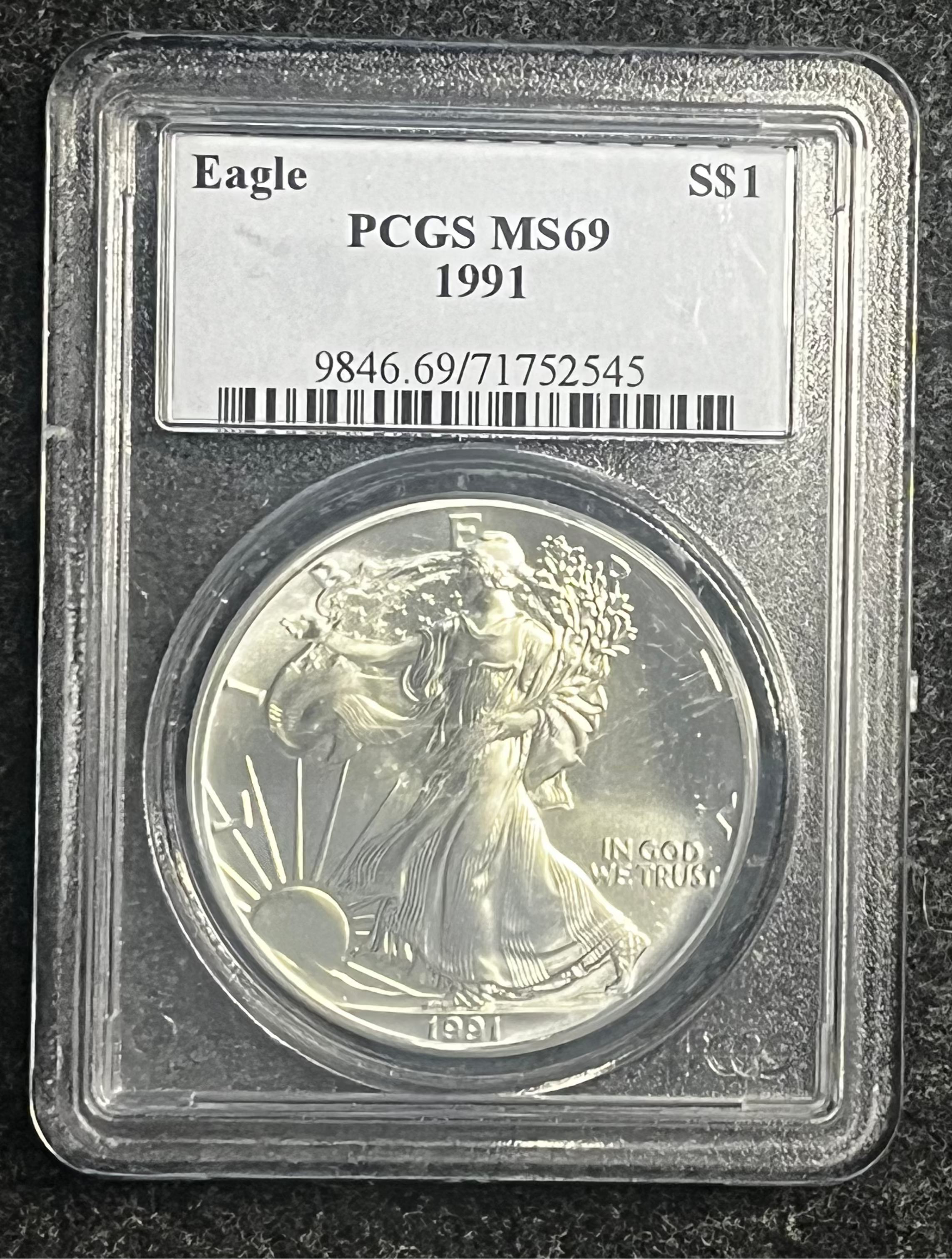 1991 American Silver Eagle - Graded PCGS MS69