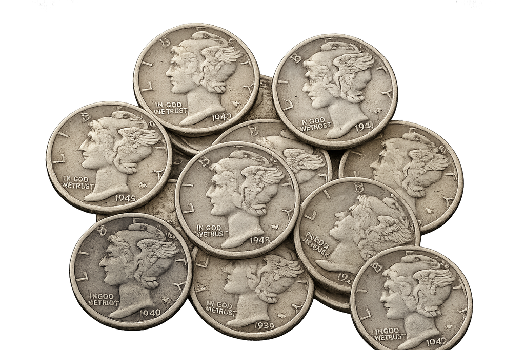 $1 Face Value Mercury Dimes - Average Circulated - Clear Date