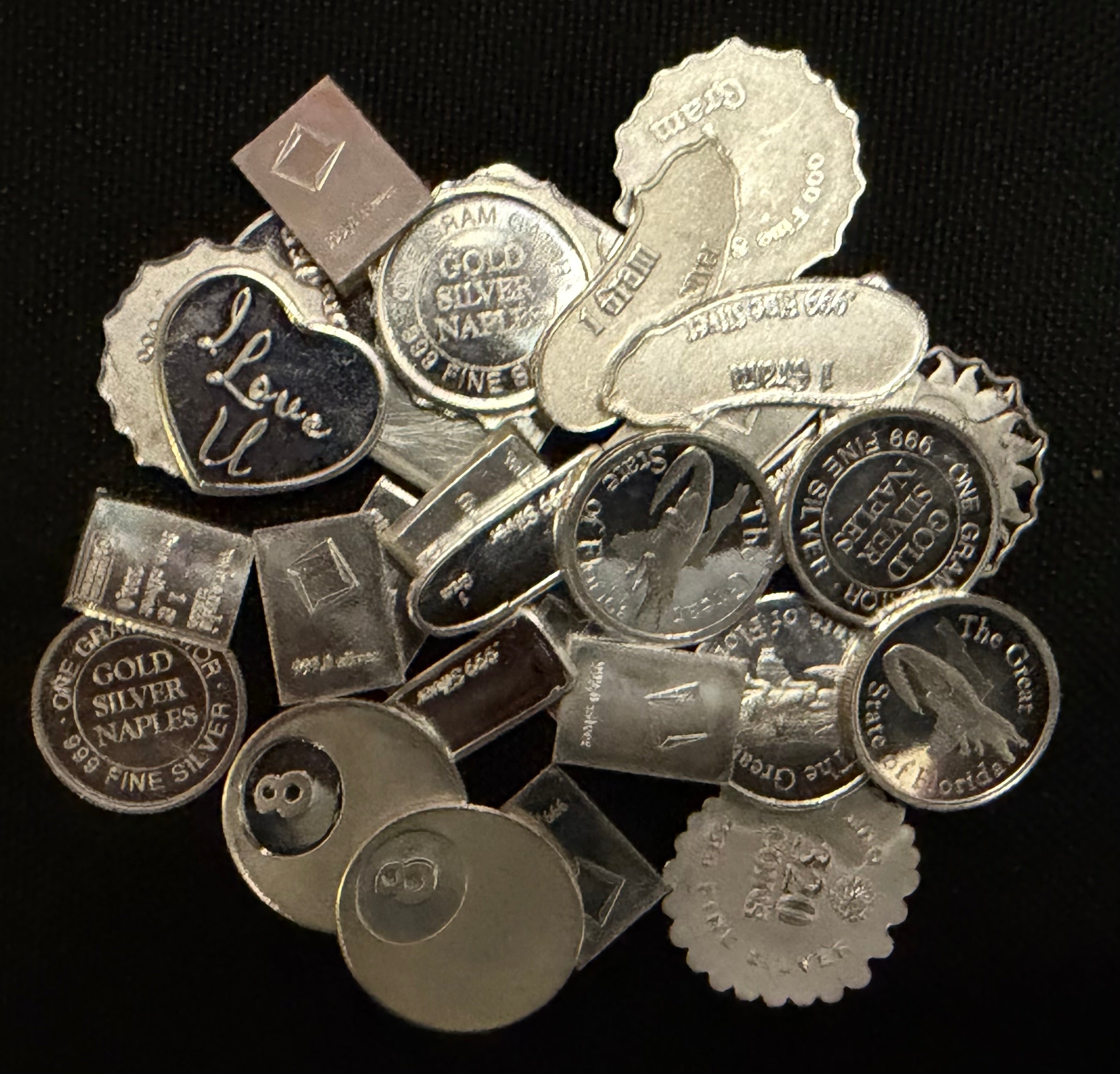 1 Gram Silver Bar or Round - Random Design