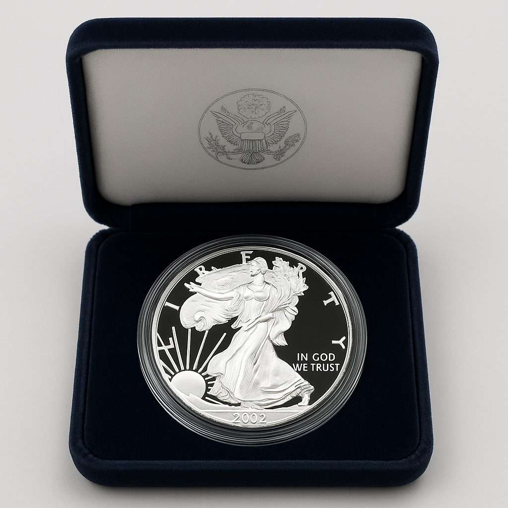 US - 2002 American Silver Eagle Proof x Original Mint Packaging