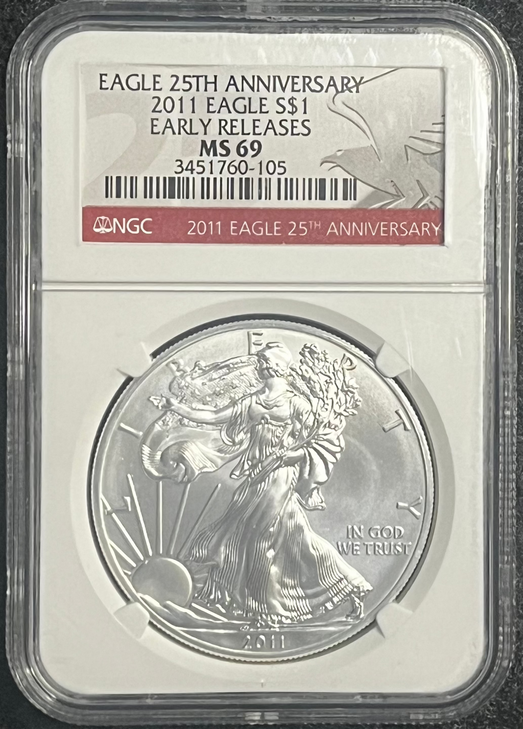 2011 25th Anniversary American Silver Eagle - Early Release - Graded NGC MS 69