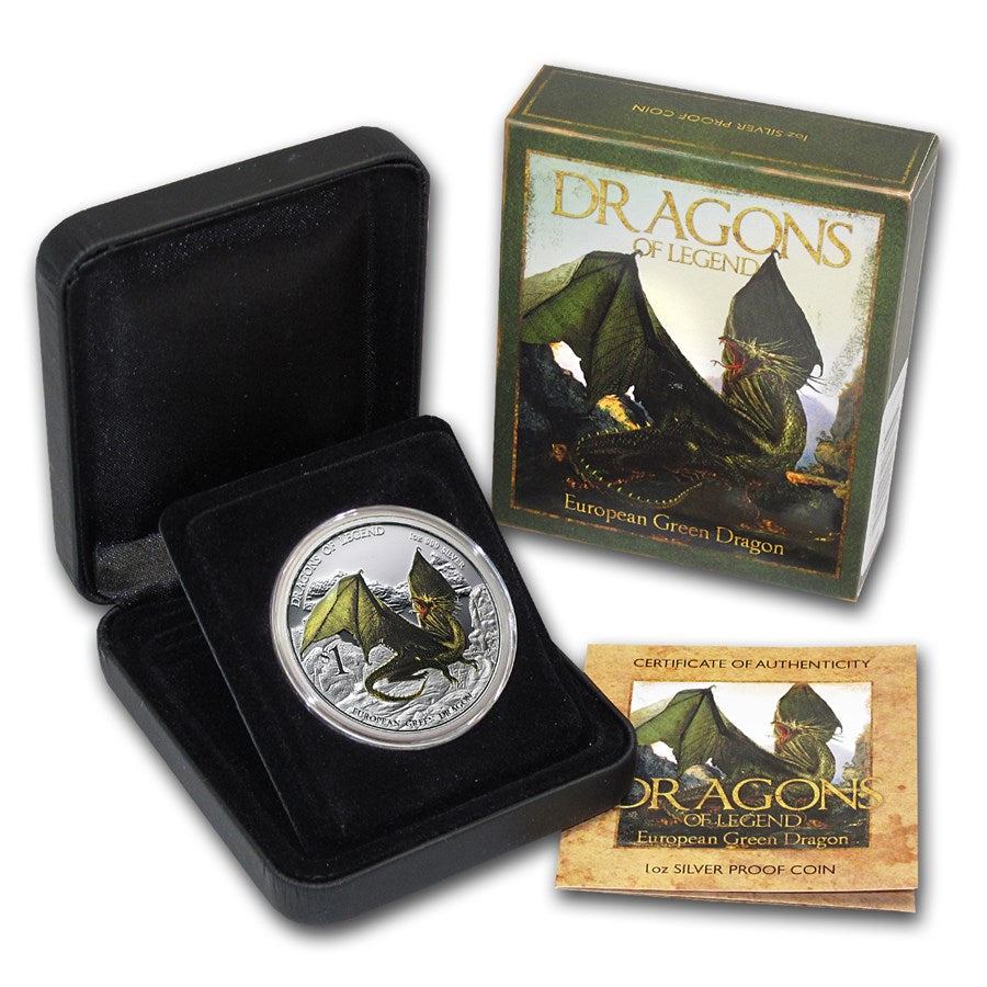 Tuvalu - 2013 European Green Dragon - 1 Ozt. Fine Silver - Complete Original Packaging