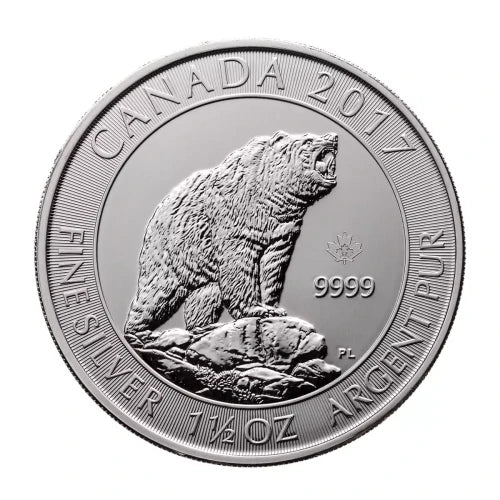 Canada - 2017 Grizzly Bear - 1.5 Ozt .9999 Fine Silver Sovereign