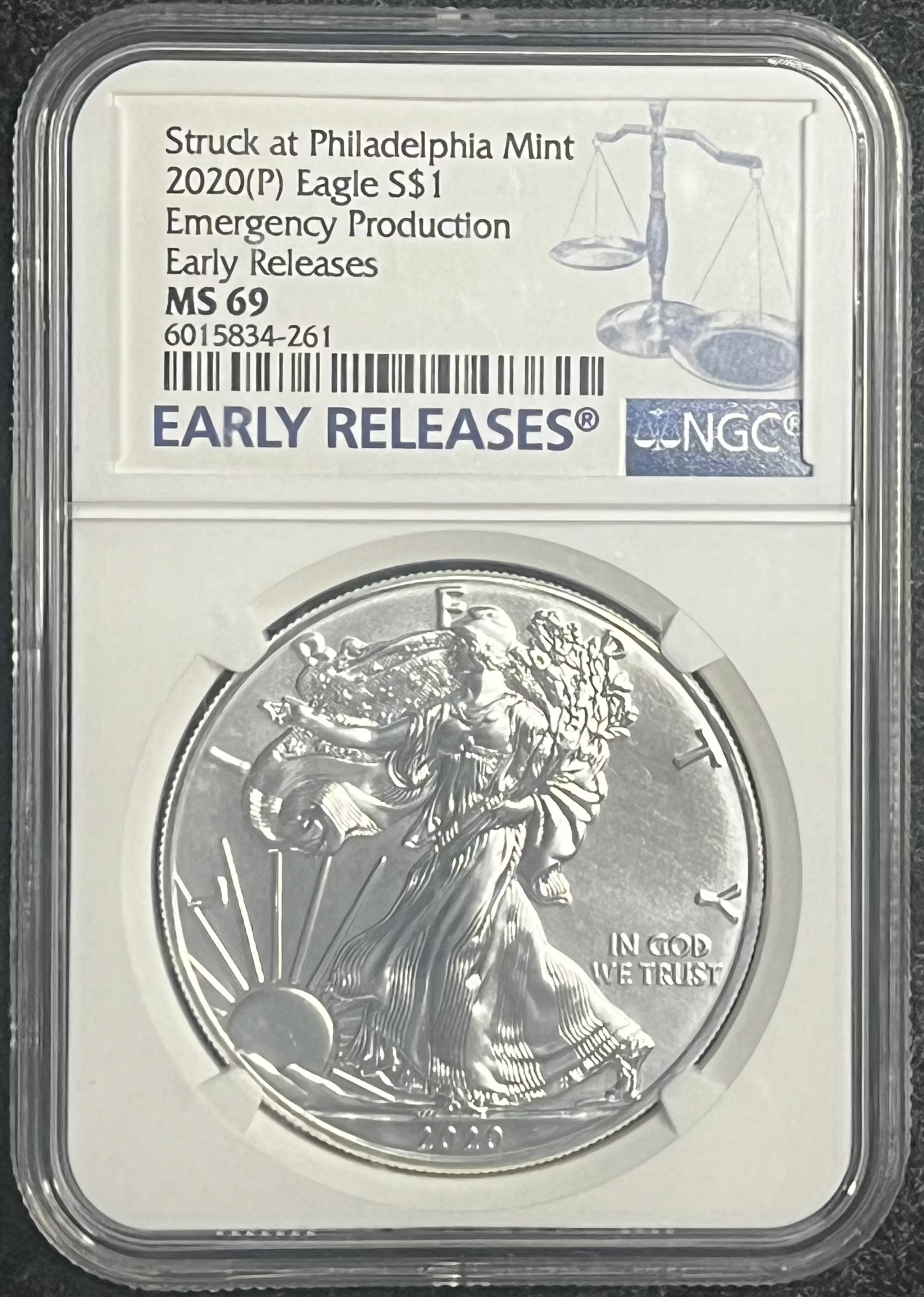 2020-P American Silver Eagle - Emergency Production - Graded NGC MS 69