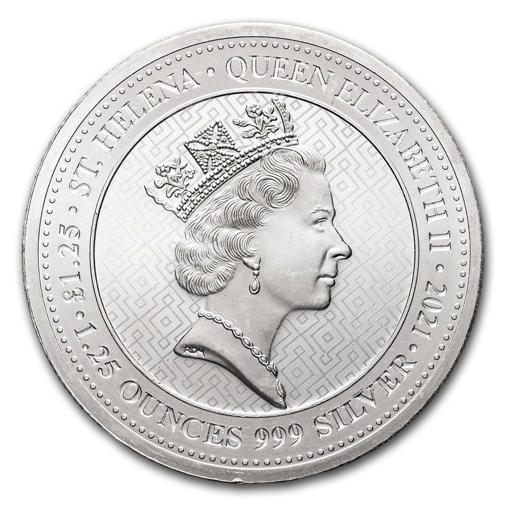 St Helena - 2021 Seated Britannia - 1.25 Ozt .999 Fine Silver Sovereign