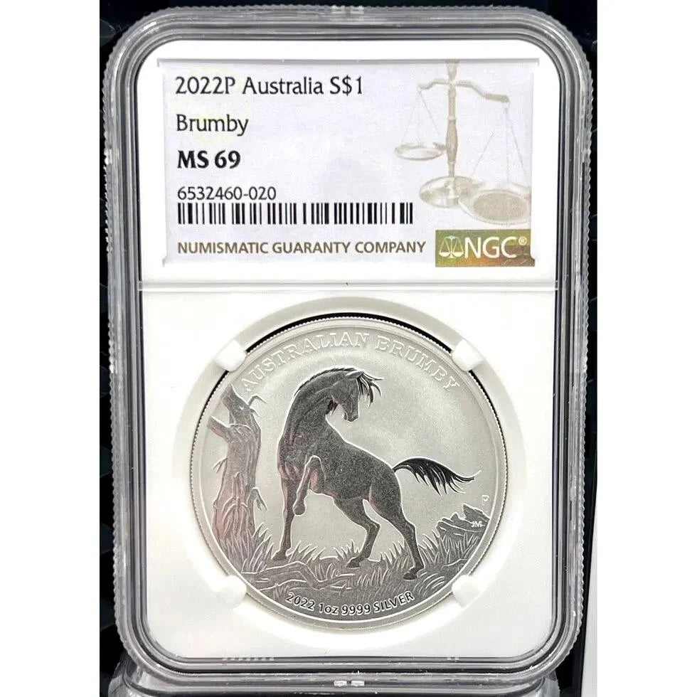 2022 Australia Brumby Horse BU 1 oz Silver Coin NGC MS 69