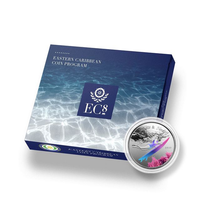 St Kitts - 2022 Underwater Surfer Girl - 1 Ozt Colorized Sovereign in Collectors Case - 1 Ozt Sovereign - New from the Mint