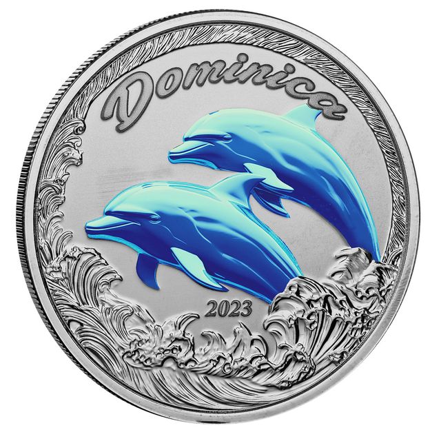 Dominica - 2023 Dolphin 1 Ozt Colorized Sovereign - new from the mint