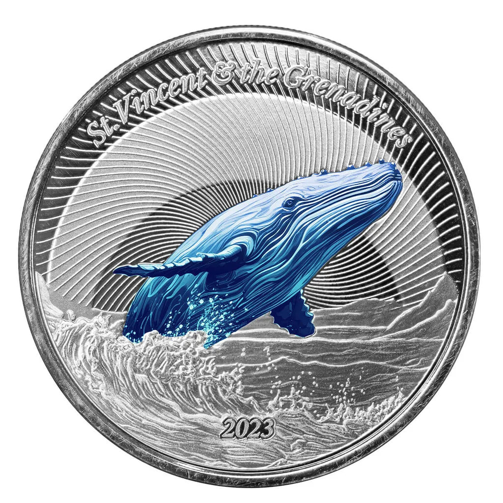 St. Vincent - 2023 Humpback Whale 1 Ozt Colorized Sovereign - new from the mint