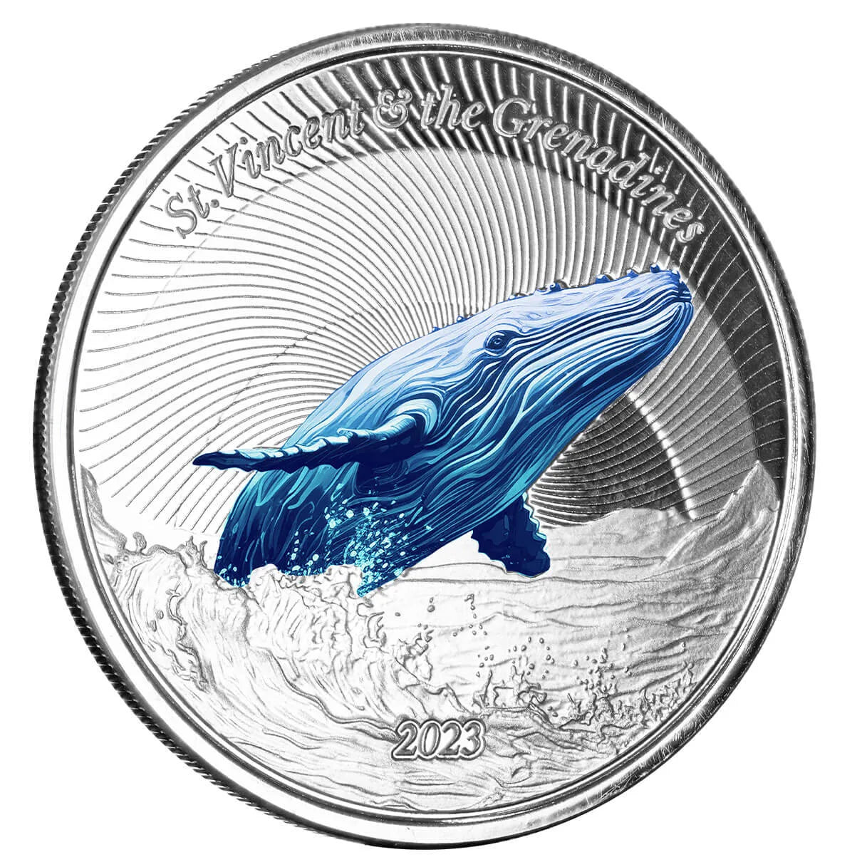 St. Vincent - 2023 Humpback Whale 1 Ozt Colorized Sovereign - new from the mint
