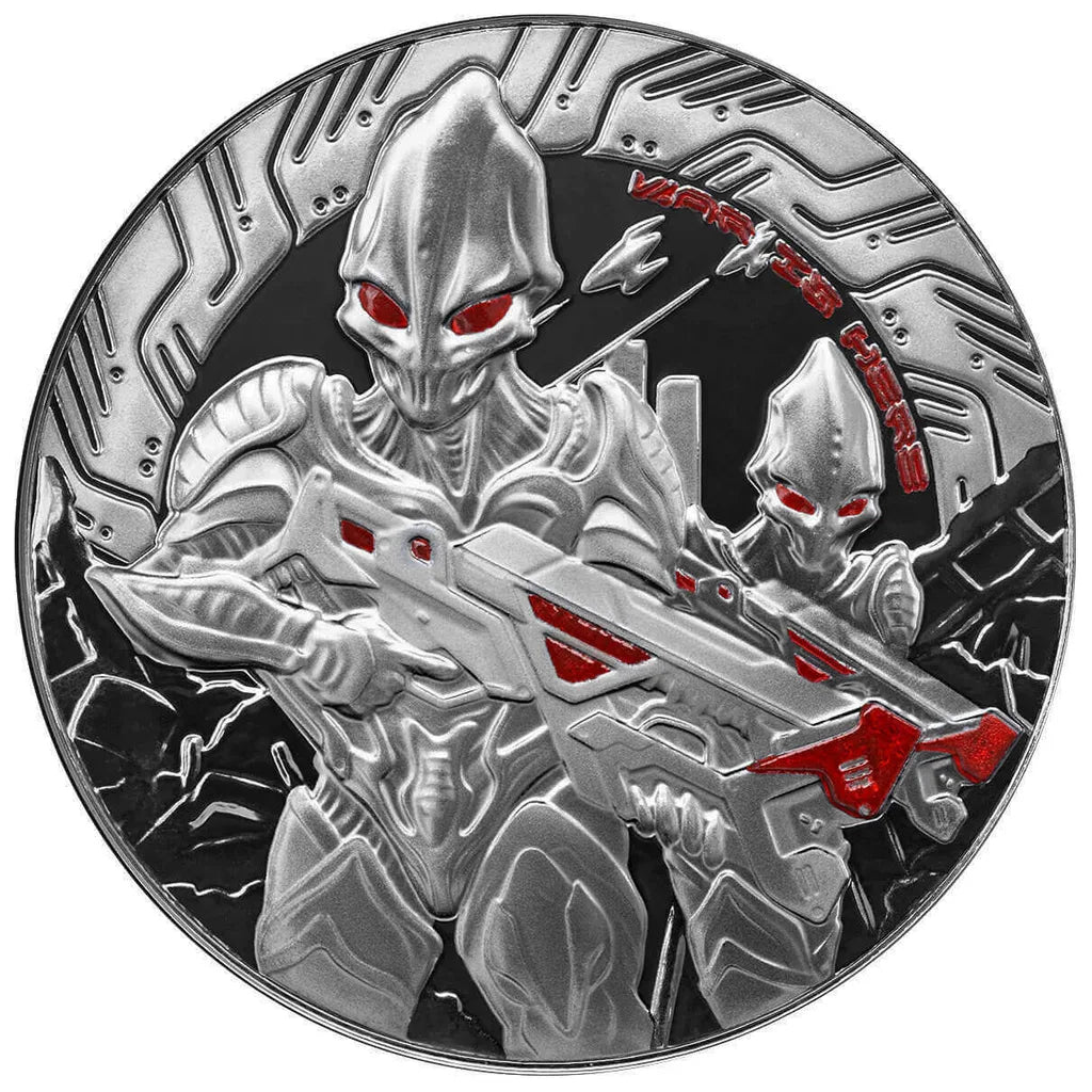 2024 Samoa Alien Battle - Glow in the Dark - 1 Ozt .999 Fine Silver & Black Rhodium Plated in Collectors Case