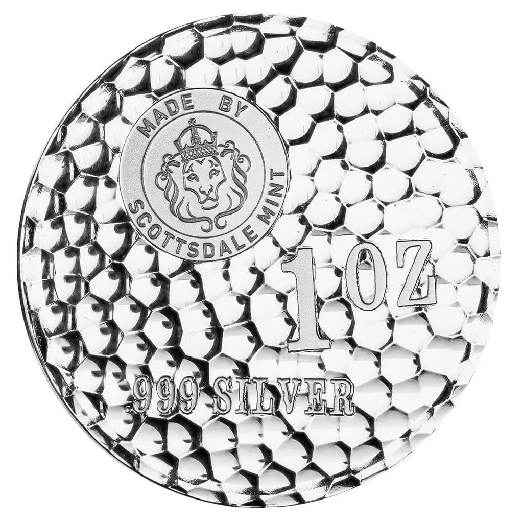 Tombstone Hammered Round - 1 Ozt .999 Fine Silver