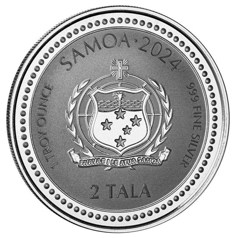 Samoa - 2024 St George and the Dragon - New 1 ozt .999 Fine Silver Sovereign