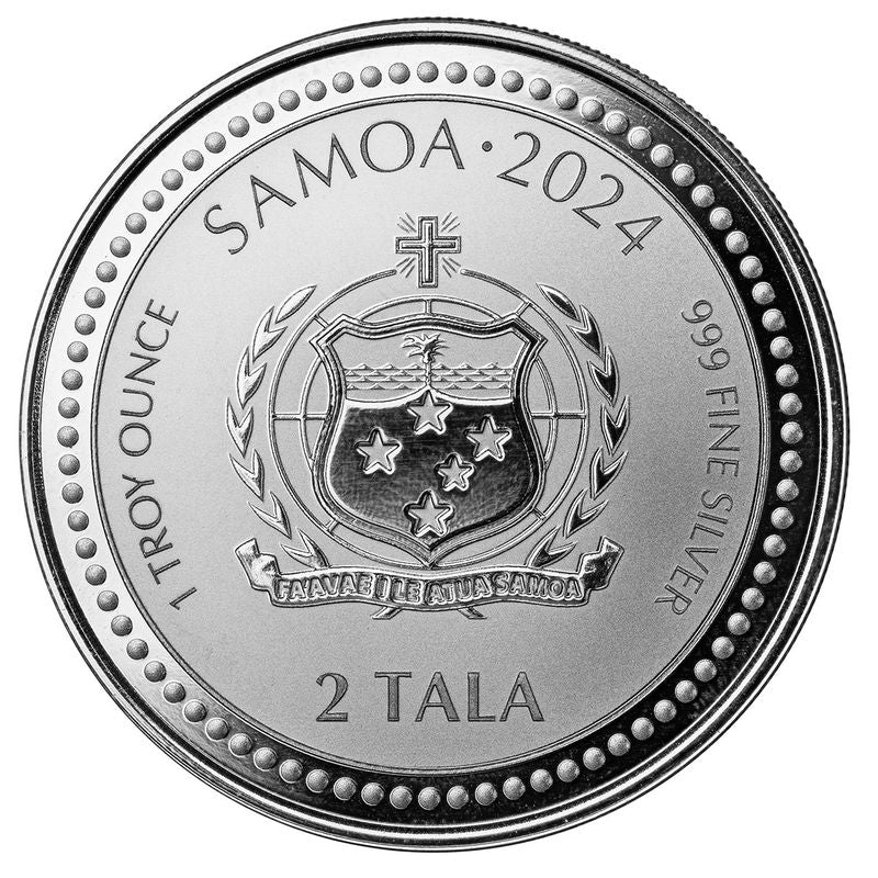 Samoa - 2024 St George and the Dragon - New 1 ozt .999 Fine Silver Sovereign
