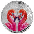 2024 St. Lucia | Flamingos | 1 Ozt .999 Fine Silver Colorized Sovereign in Collectors Case