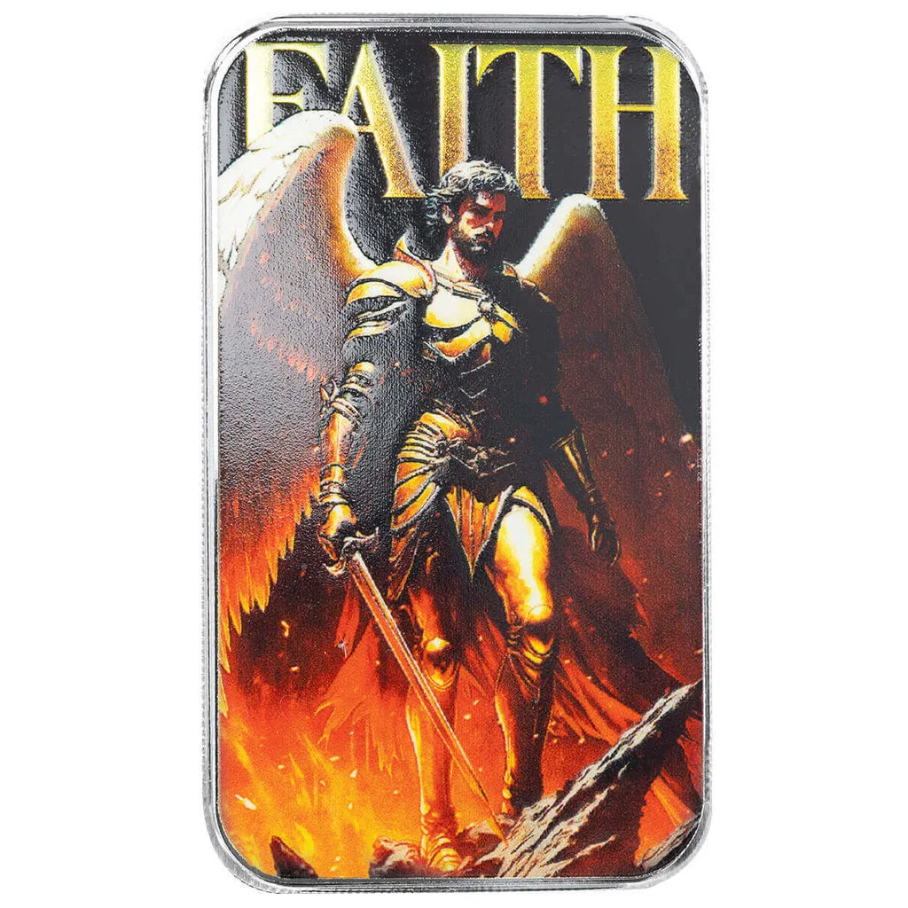 Archangel Michael “Faith” - 1 Ozt .999 Fine Silver Art Bar
