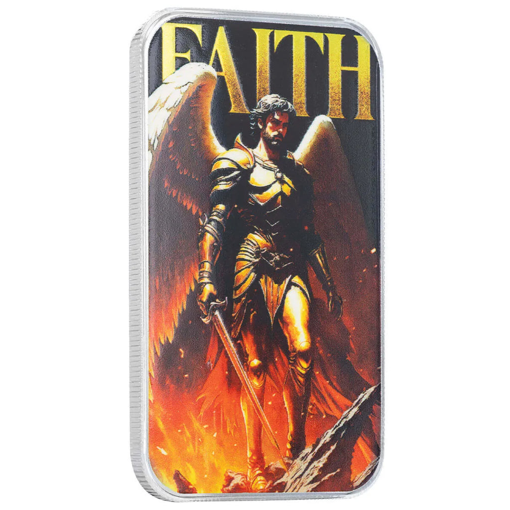 Archangel Michael “Faith” - 1 Ozt .999 Fine Silver Art Bar