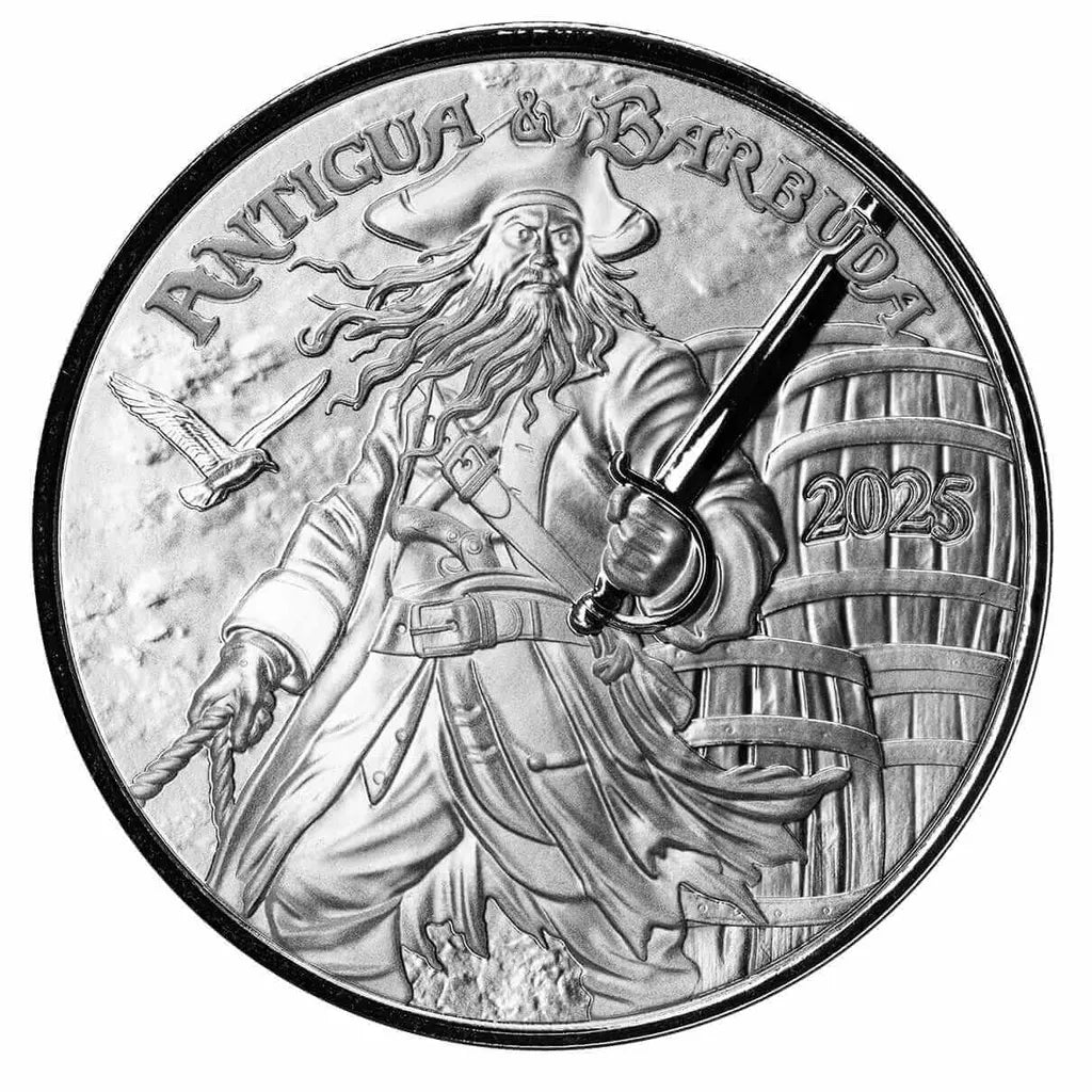 Antigua & Barbuda - 2025 "Rum Runner & Pirate" - New 1 ozt .999 Fine Silver Sovereign