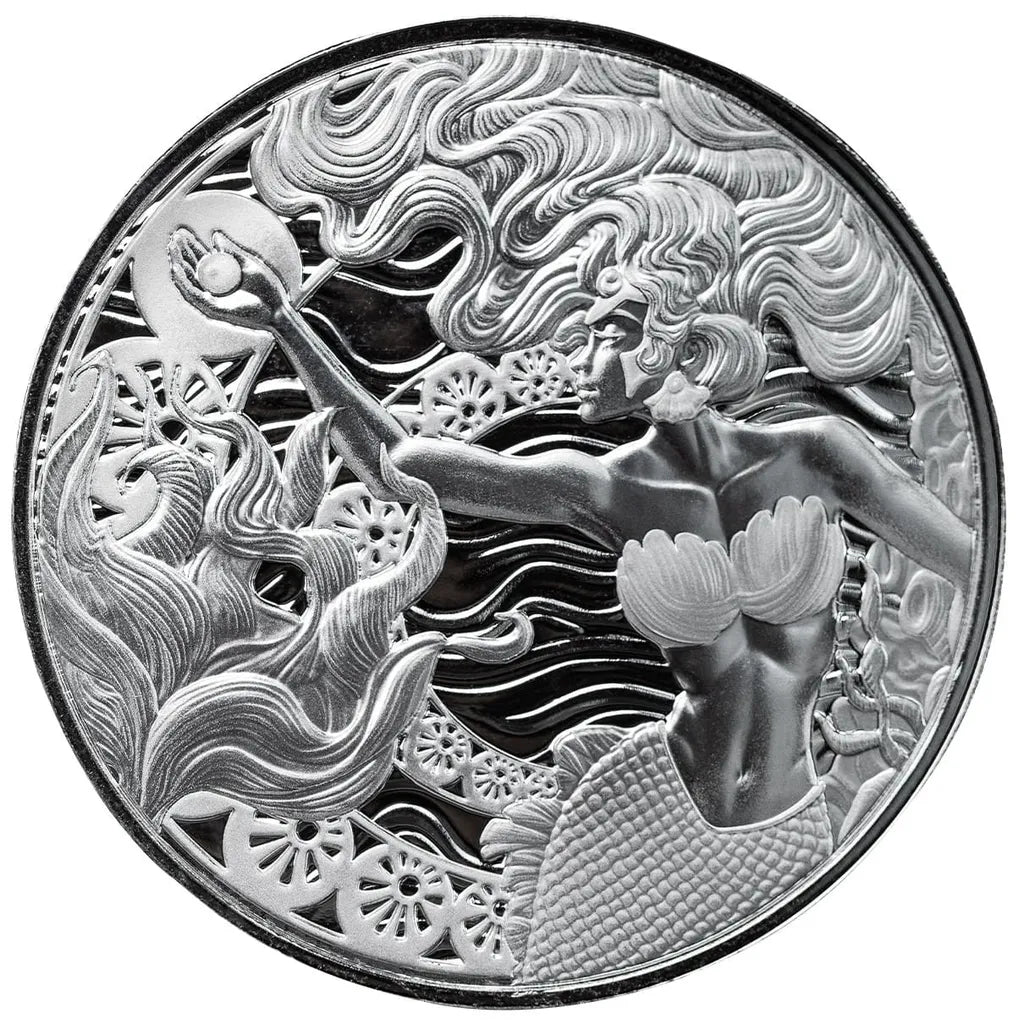 Samoa - 2025 Mermaid & Pearl - 1 Ozt .999 Fine Silver Sovereign - New from the Mint