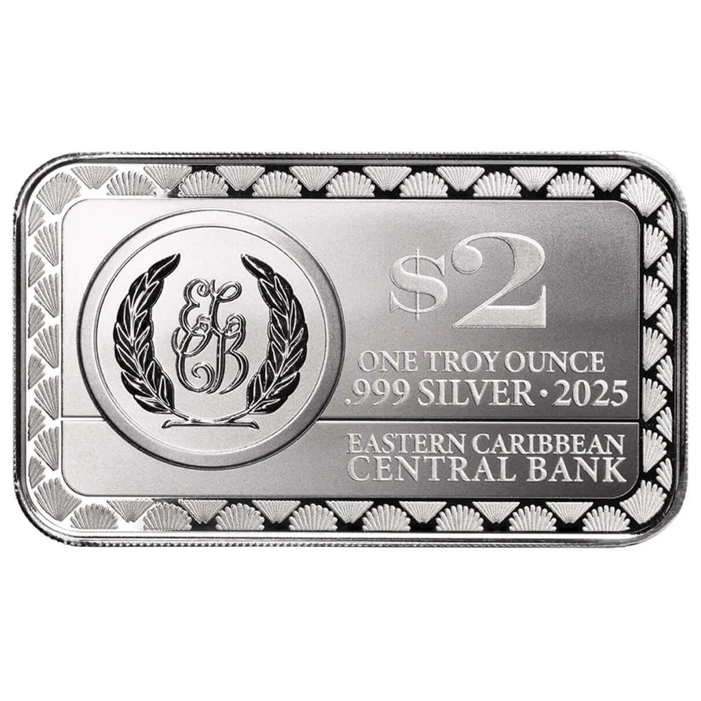 St Vincent - Swirling Sharks - 1 Ozt .999 Fine Silver Art Bar