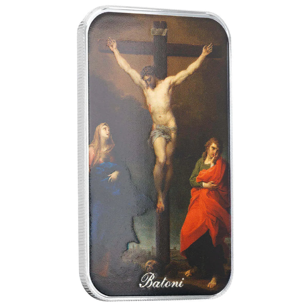 The Crucifixion by Pompeo Batoni - 1 Ozt .999 Fine Silver Art Bar