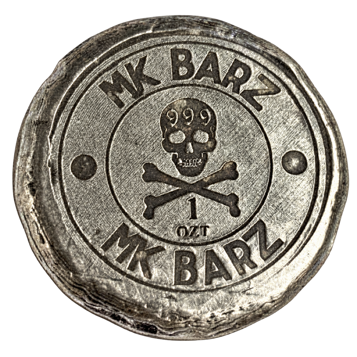1 Oz 'Bull Steer Skull' - Hand Poured .999 Fine Silver Round