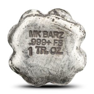 1 Oz 'Four Leaf Clover' - Hand Poured .999 Fine Silver