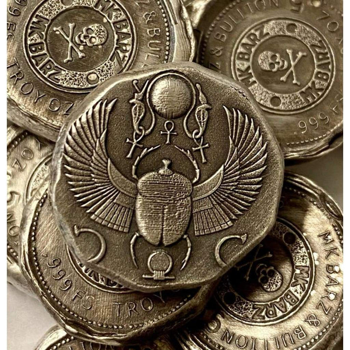 .5 Troy Oz MK BarZ 'Scarab Beetle!' 3D Stamped Round