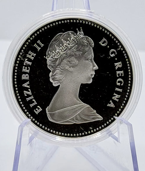 1981 $1 Canadian Trans Continental Railway Commemorative Silver Dollar in Capsule