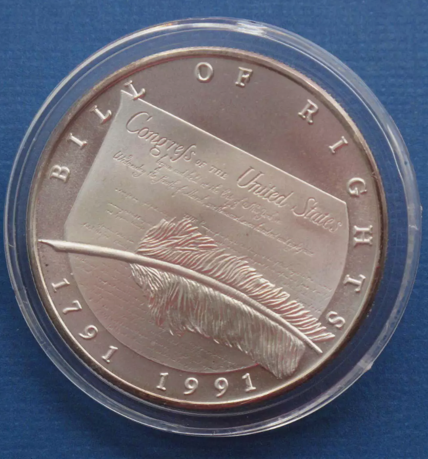 1991 Bill of Rights 1 oz .999 Fine Silver Round