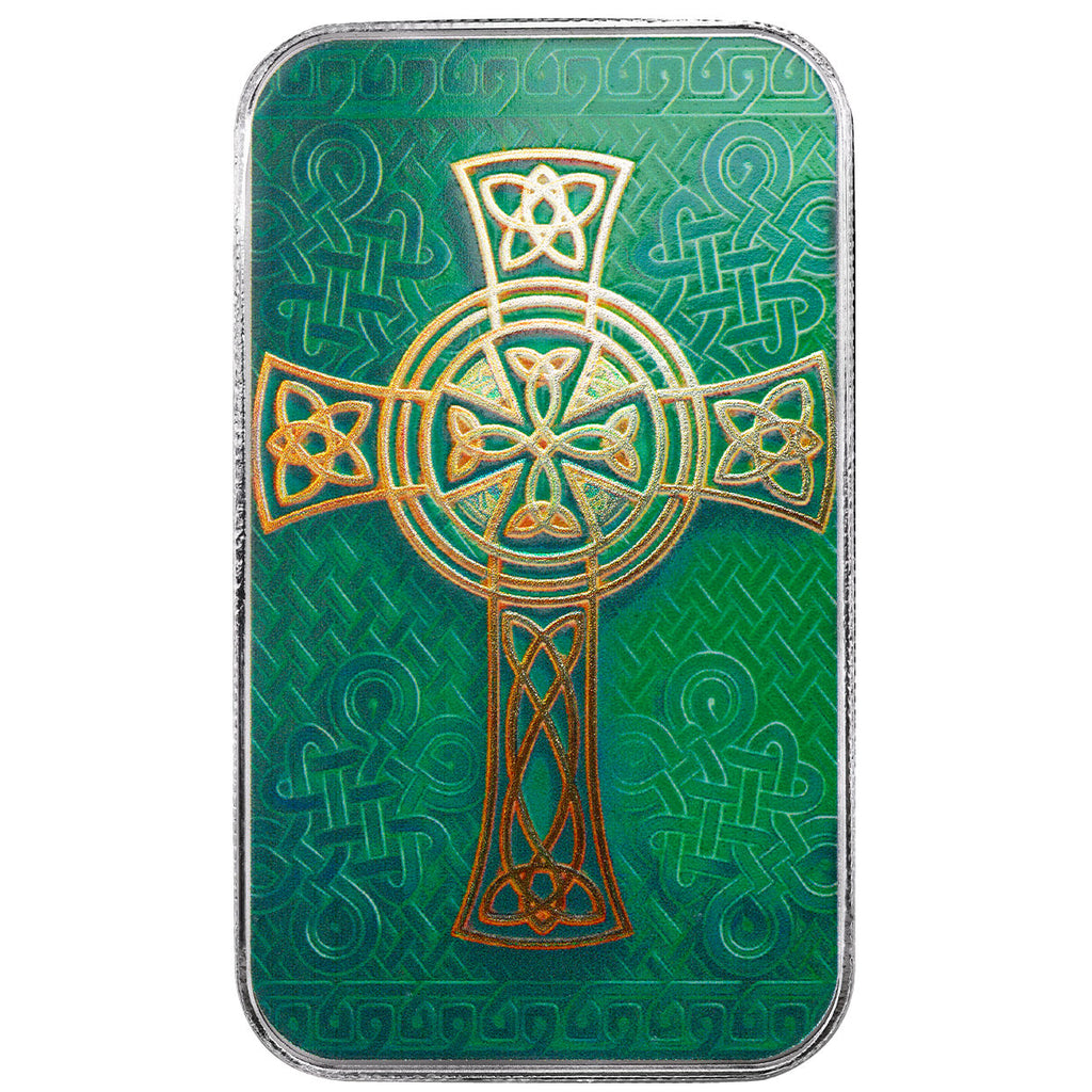 Celtic Cross - 1 Ozt .999 Fine Silver - Colorized Bar