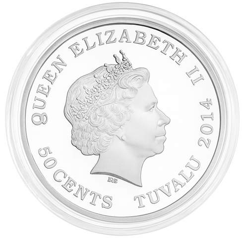 2014 Tuvalu -Year of the Horse -Colorized - 1/2ozt .999 Silver Sovereign