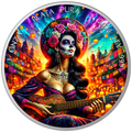 2024 Mexico Libertad Dia de los Muertos Guitarist Sunrise Limited Edition 1 oz Silver Coin
