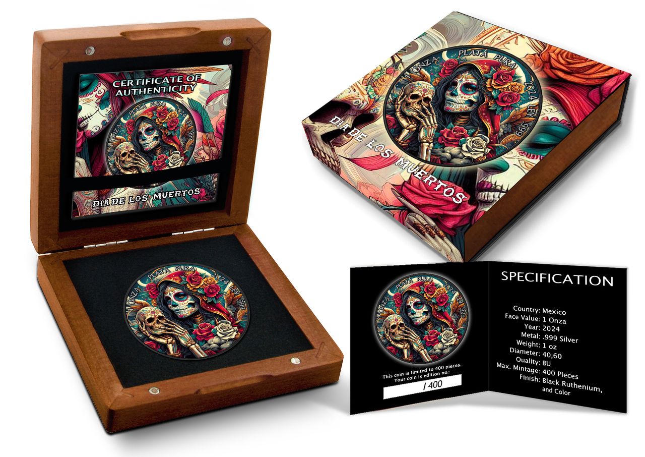 2024 Mexico Libertad Dia De Los Muertos VI Limited Edition 1 oz Silver Coin