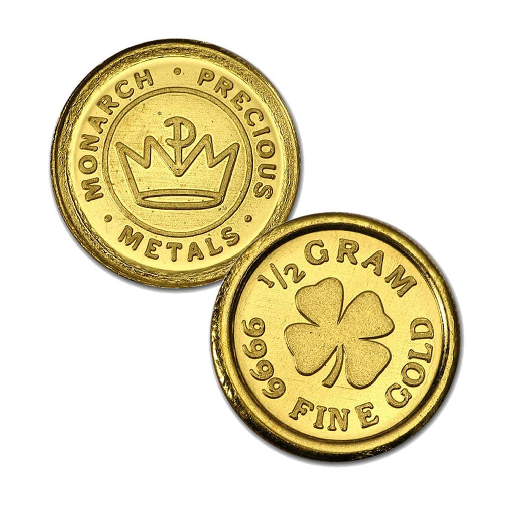 Monarch Mint - 1/2 Gram .9999 Fine Gold Round - Four Leaf Clover (Sealed in Capsule)