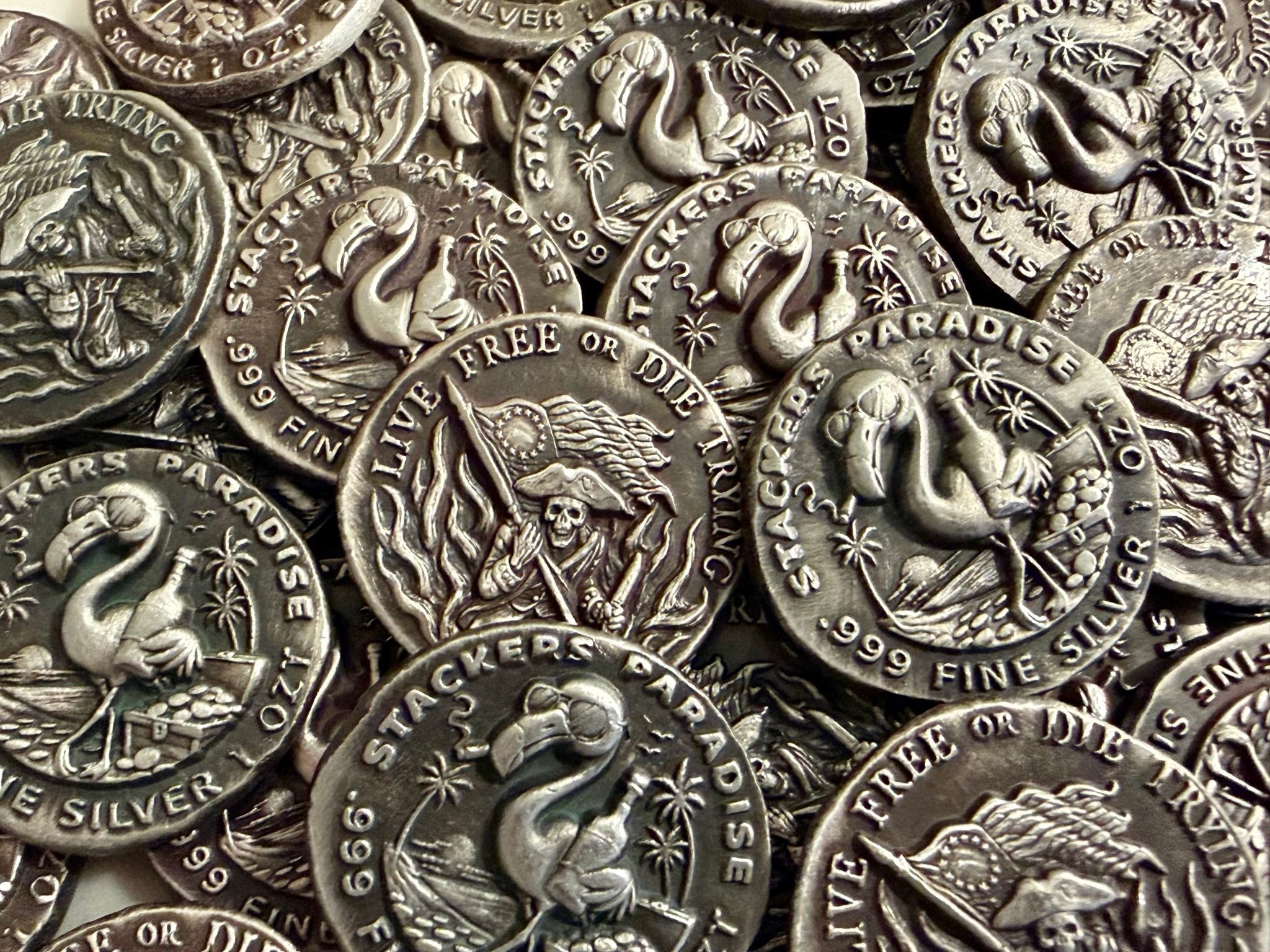 Stackers Paradise - Live Free of Die Trying 1oz Poured Silver Round