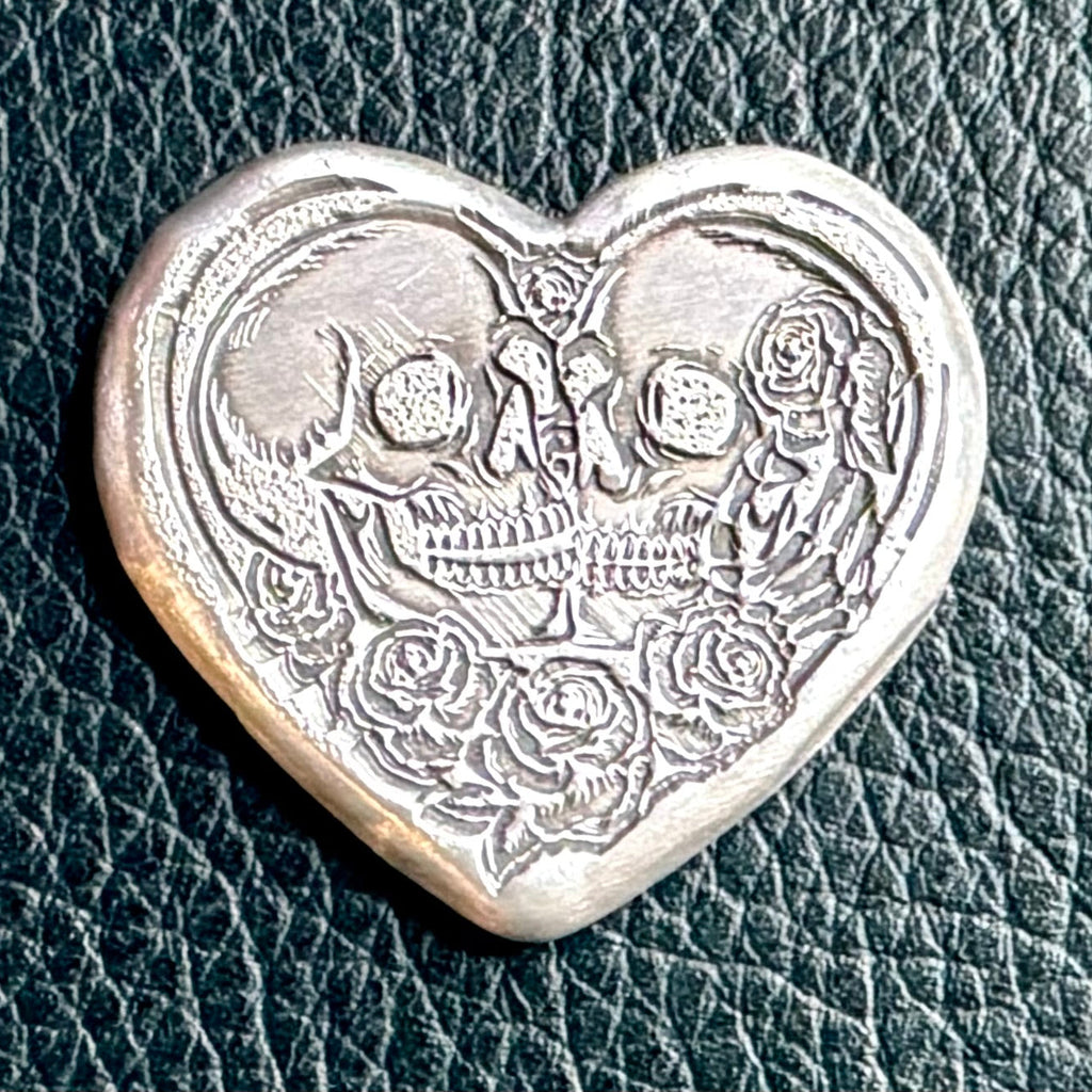 1 Troy Ounce - MK BarZ "Undying Love" Heart - Hand Poured .999 Fine Silver