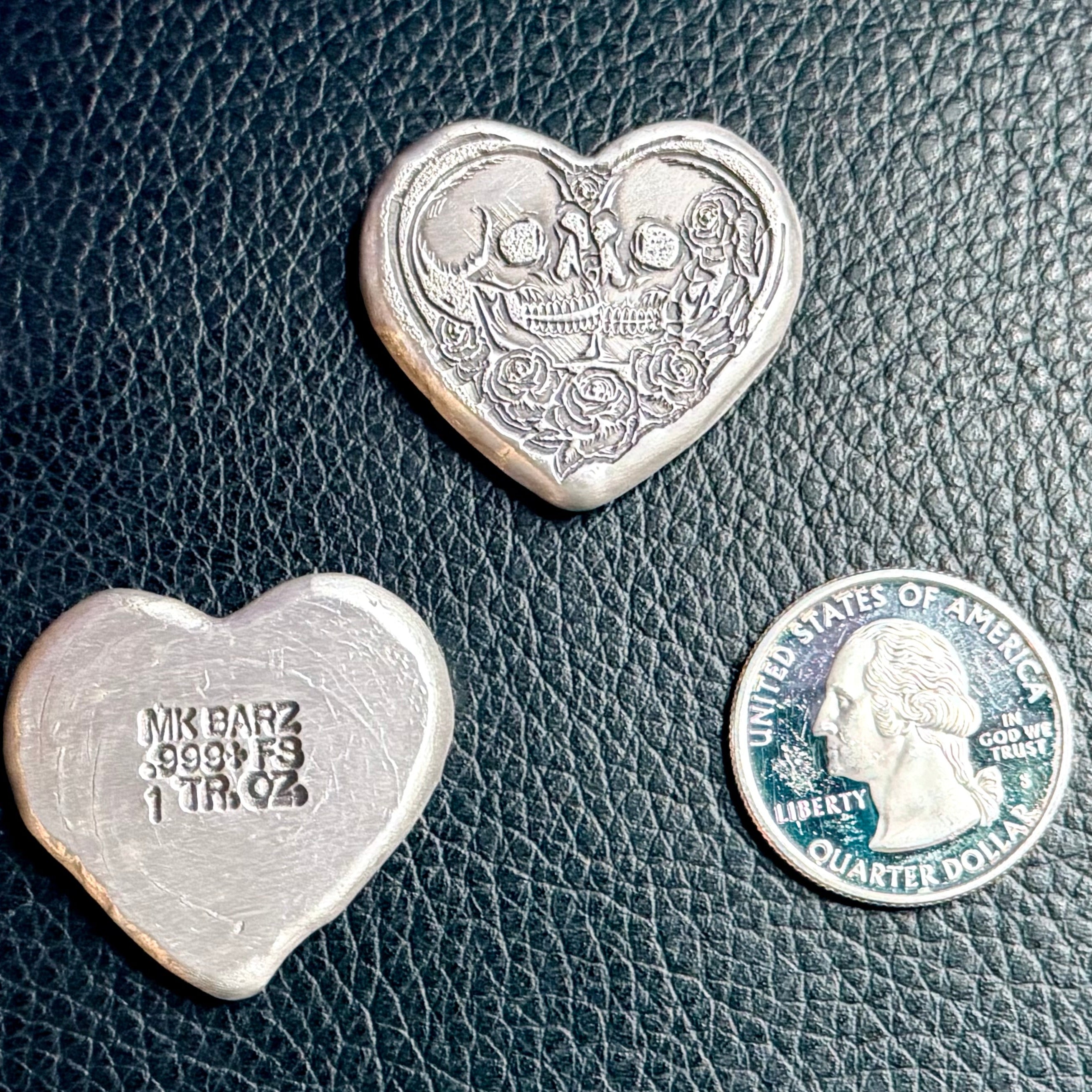 1 Troy Ounce - MK BarZ "Undying Love" Heart - Hand Poured .999 Fine Silver