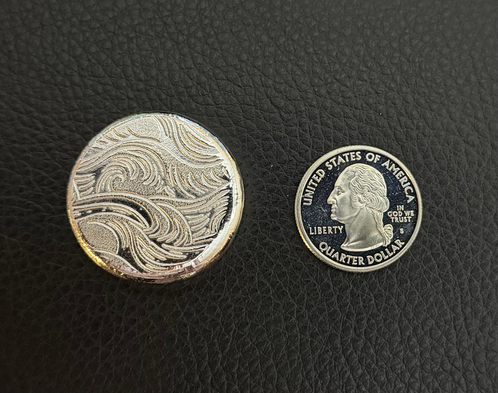 1.8 ozt Wave .999 Fine Silver round